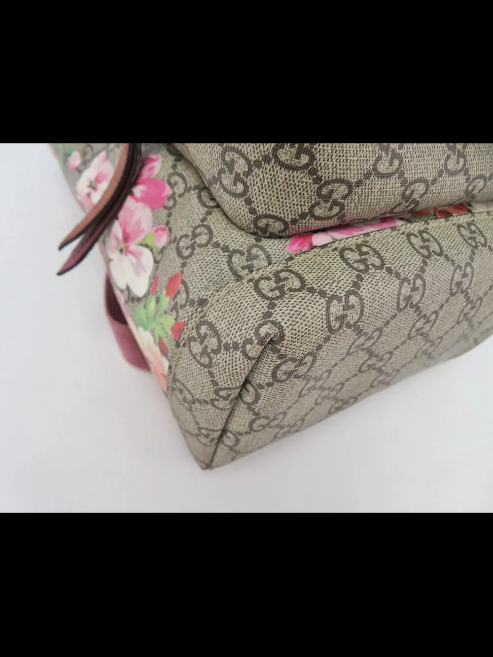 Gucci Floral GG Supreme Canvas Backpack in Pink and Green